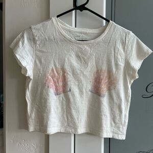 Aerie White Seashell Graphic Cropped Tee